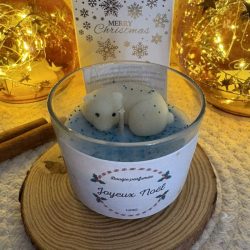 BOUGIE NOEL OURS BAIES GIVRÉES