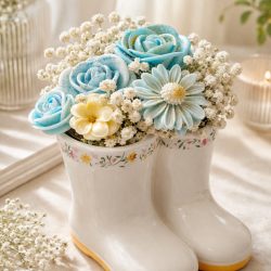 Bouquet de fleur avec vase senteur fleur de tiaré