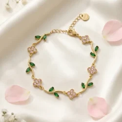 Bracelet Fleurs & Feuilles Strass Izzie