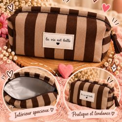 Trousse de voyage la vie est belle marron