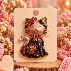 Broche chat rose