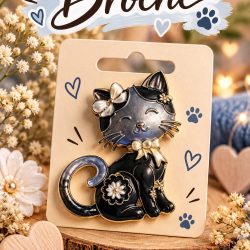 Broche chat gris